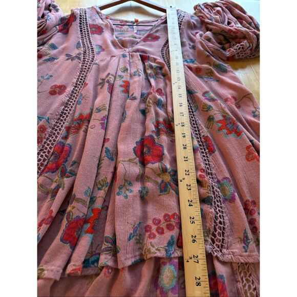 Free People Floral Crochet Inset Tunic Dress”SZ SP - Picture 10 of 14